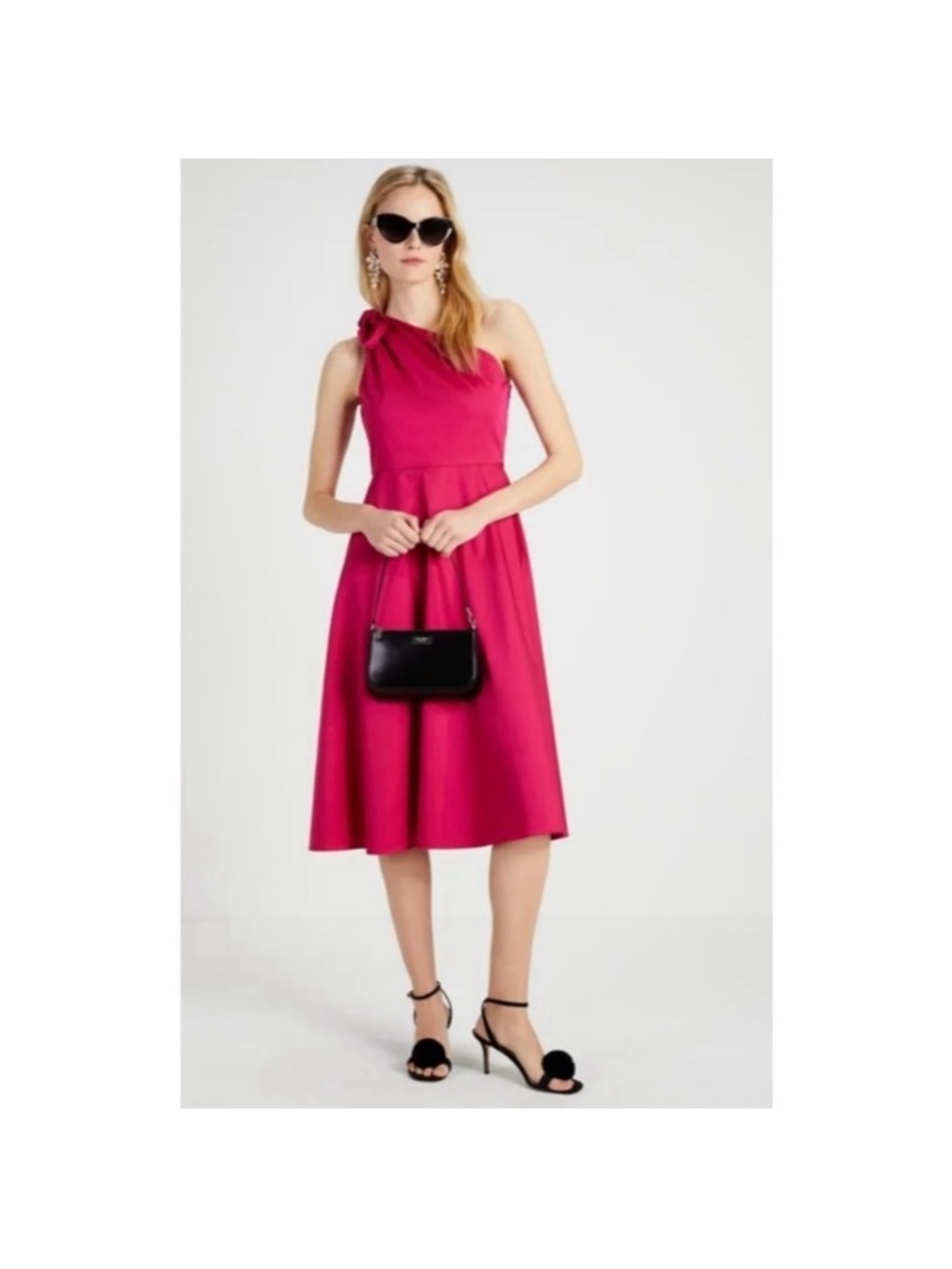 Kate Spade Poplin One-shoulder Sabrina Dress Color Rosa Plum Size 6 NEW